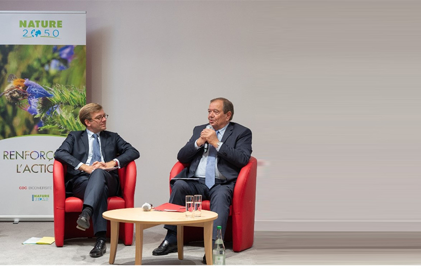 Le 26 octobre 2021, Patrick Ollier, Président de la Métropole du Grand Paris témoigne au Colloque Nature 2050 aux côtés d’Edward Arkwright, directeur générale du groupe ADP © ph jacob
IMAGE : CDC Biodiversite 261021 ©