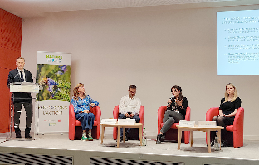De gauche à droite, Antoine Cadi, Christine Juste, Régis Dick, Clotilde Charaix et Claire Visentini	 © CDC Biodiversité