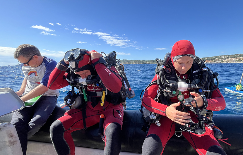 Sébastien Personnic et Jo-Ann Schies, plongeurs biologistes marins ©Fonds Nature 2050