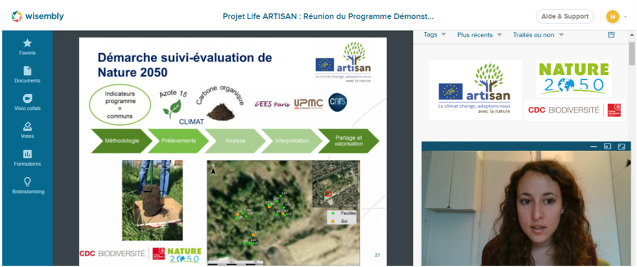 Présentation par Flora Bourgès de la démarche suivi-évaluation de Nature 2050 © CDC Biodiversité